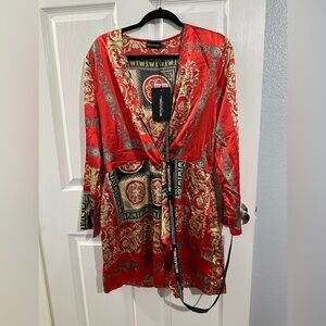 PrettyLittleThing Red and Gold Dress